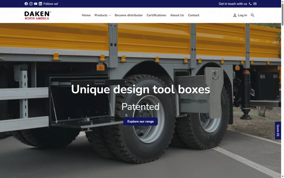 Daken North America website, designed and developed by REGICODE
