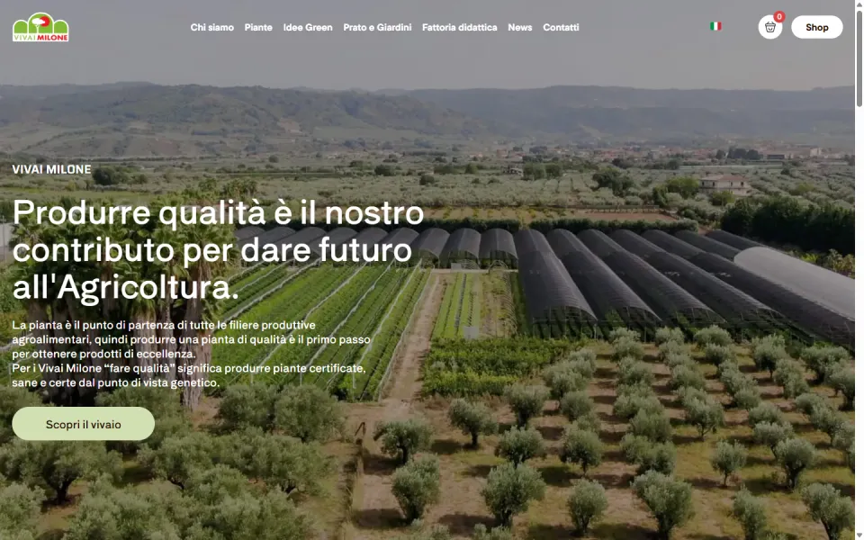 Vivai Milone website, designed and developed by REGICODE